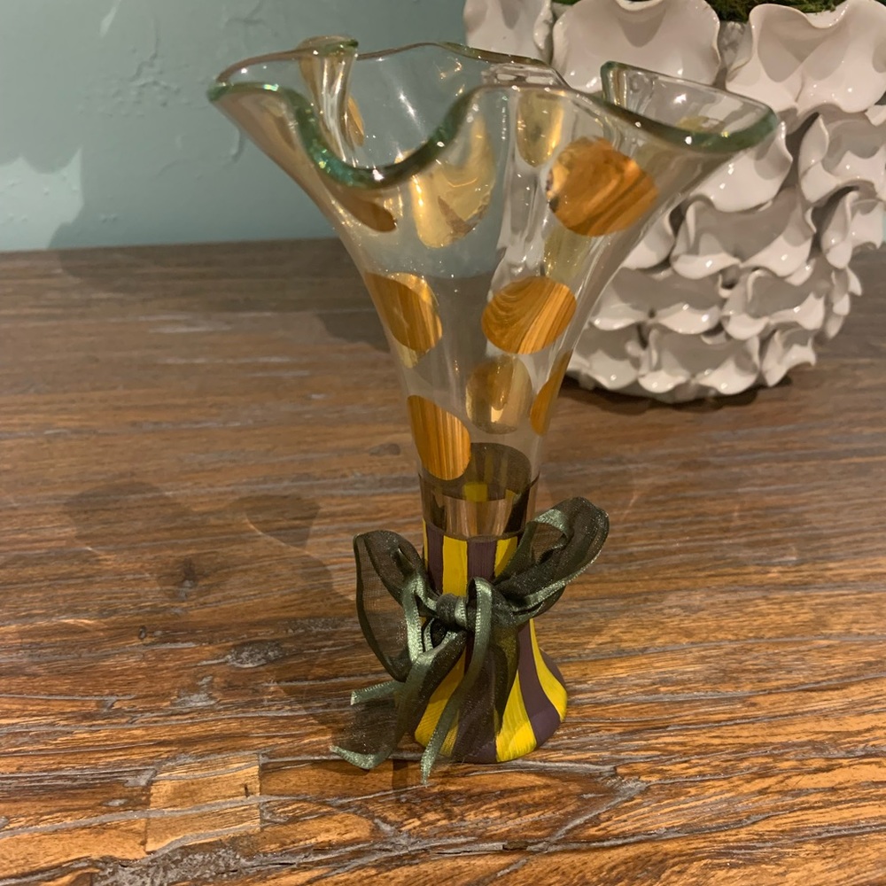Small hand painted MacKenzie Childs vase